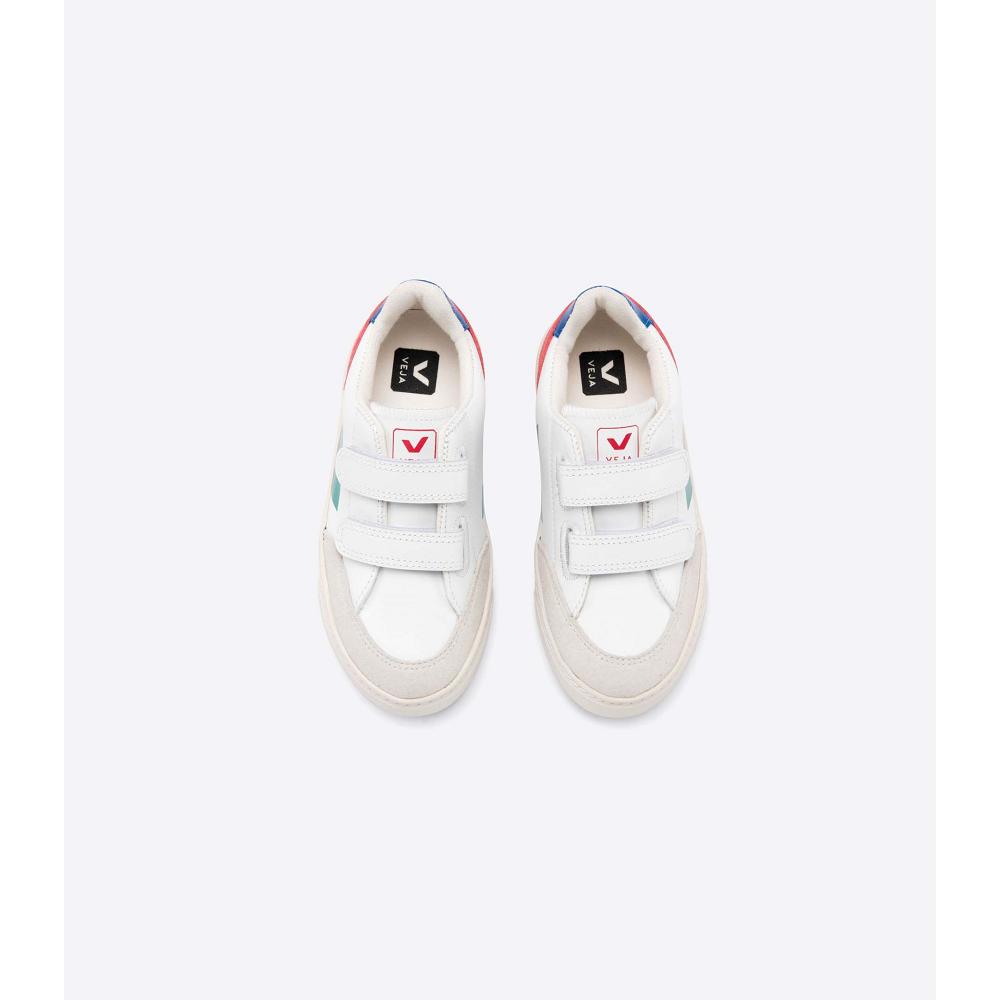 Veja V-12 LEATHER Kids' Sneakers White/Red | NZ 883FDN